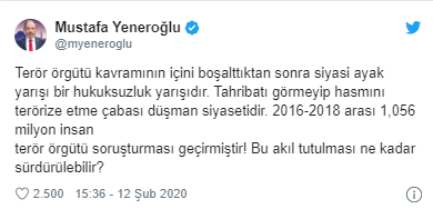Mustafa Yeneroğlu: 'Terör örgütü' kavramının içi boşaltıldı, hukuk devleti altından kalkamaz - Resim : 1