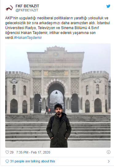 İstanbul Üniversitesi öğrencisi Hakan Taşdemir yaşamına son verdi - Resim : 1