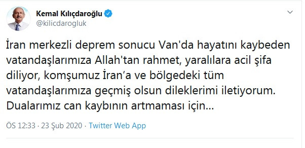 Kılıçdaroğlu'ndan Van Başkale'yi vuran depremin ardından ilk açıklama - Resim : 1