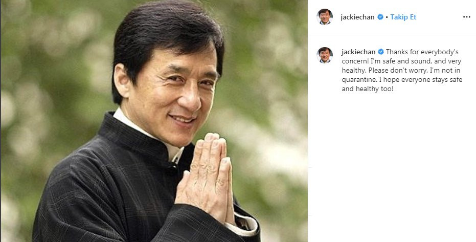 Jackie Chan'den koronavirüs iddialarına yanıt - Resim : 1