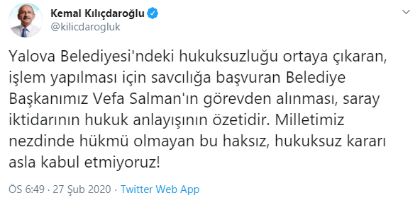 Kılıçdaroğlu'ndan Vefa Salman'ın görevden uzaklaştırılmasına ilk tepki - Resim : 1