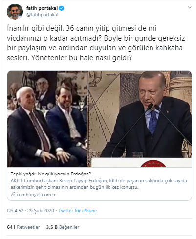 Fatih Portakal'dan Erdoğan'a: 36 canın yitip gitmesi de mi vicdanınızı acıtmadı? - Resim : 1