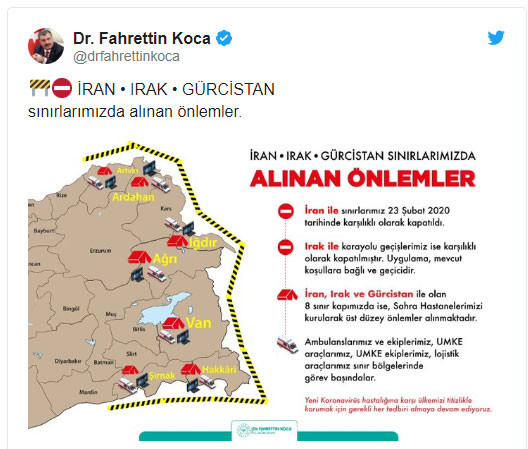 Bakan Koca sınırlarda alınan önlemleri açıkladı - Resim : 1