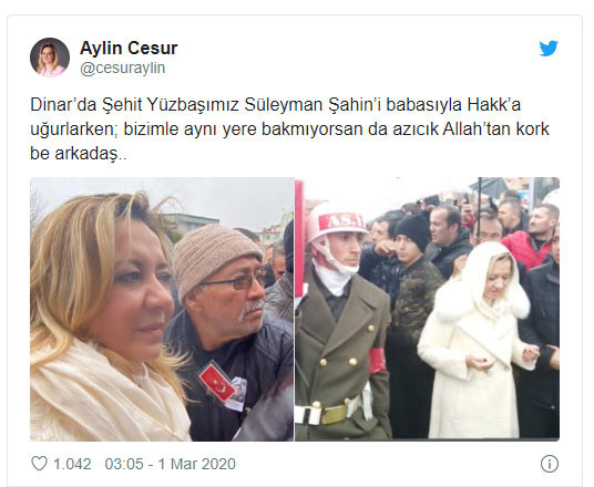 İYİ Parti'li Aylin Cesur'un cenazede ön safa geçmesi sosyal medyada gündem oldu - Resim : 1