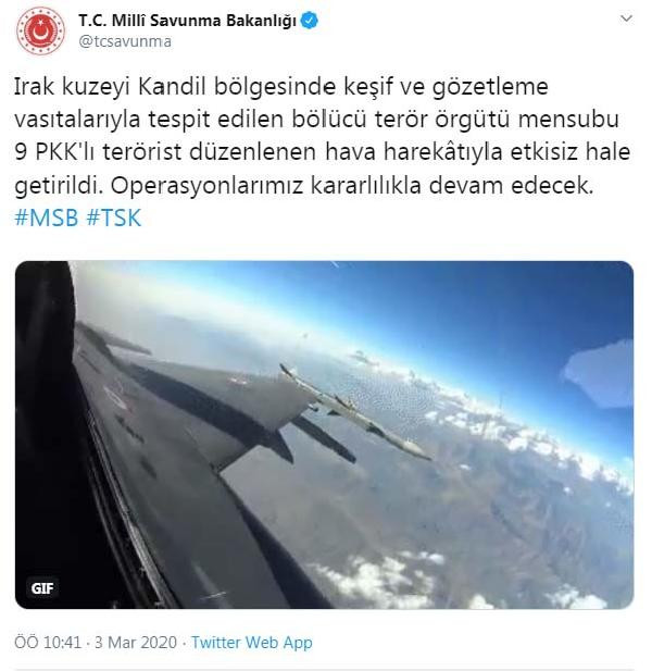 MSB: Kandil'de 9 PKK'lı terörist etkisiz hale getirildi - Resim : 1