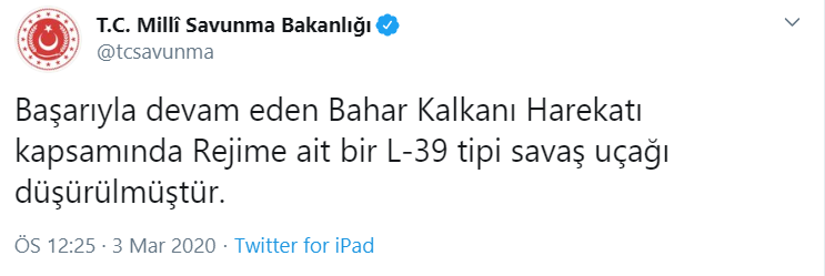 Suriye resmi haber ajansı duyurdu, MSB doğruladı: TSK Suriye uçağını vurdu - Resim : 1