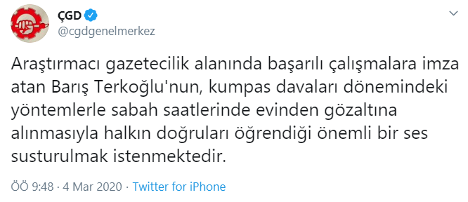 Barış Terkoğlu'nun gözaltına alınmasına tepki yağdı: Derhal serbest bırakılmalı - Resim : 8