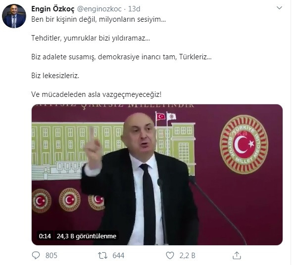 Meclis'te AKP'li vekillerin saldırısı sonrası CHP'li Enginç Özkoç'tan açıklama: Yumruklar bizi yıldıramaz - Resim : 2