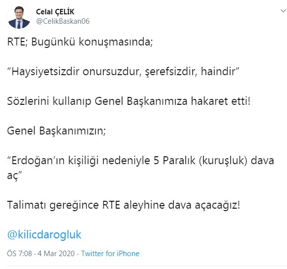 Erdoğan'ın hakaret dolu konuşması sonrası Kılıçdaroğlu'ndan ilk talimat - Resim : 1