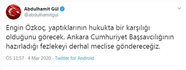 Adalet Bakanı Abdülhamit Gül'den Engin Özkoç'a tehdit: Yaptıklarının karşılığı görecek - Resim : 1