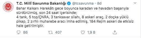 Millî Savunma Bakanlığı’ndan ‘Bahar Kalkanı Harekâtı’ açıklaması - Resim : 1