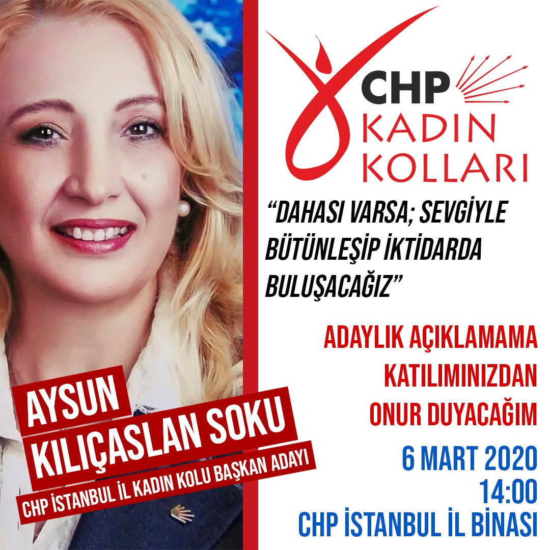 Aysun Kılıçaslan Soku CHP İstanbul Kadın Kolu Başkanlığı'na talip oldu - Resim : 1