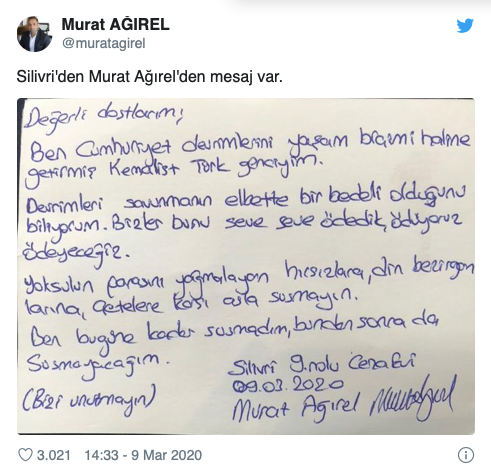 Cezaevindeki gazeteci Murat Ağırel'den mesaj var - Resim : 1