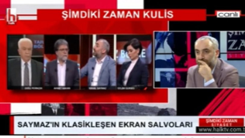 Canlı yayında Perinçek’le kavgasını izleyen İsmail Saymaz önce espriyi sonra kahkahayı patlattı