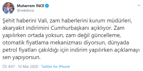 Muharrem İnce'den Erdoğan'a: Zam yapılırken ortada yoksun - Resim : 1