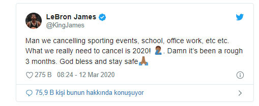 LeBron James: Bizim asıl iptal etmemiz gereken şey 2020 yılı - Resim : 1