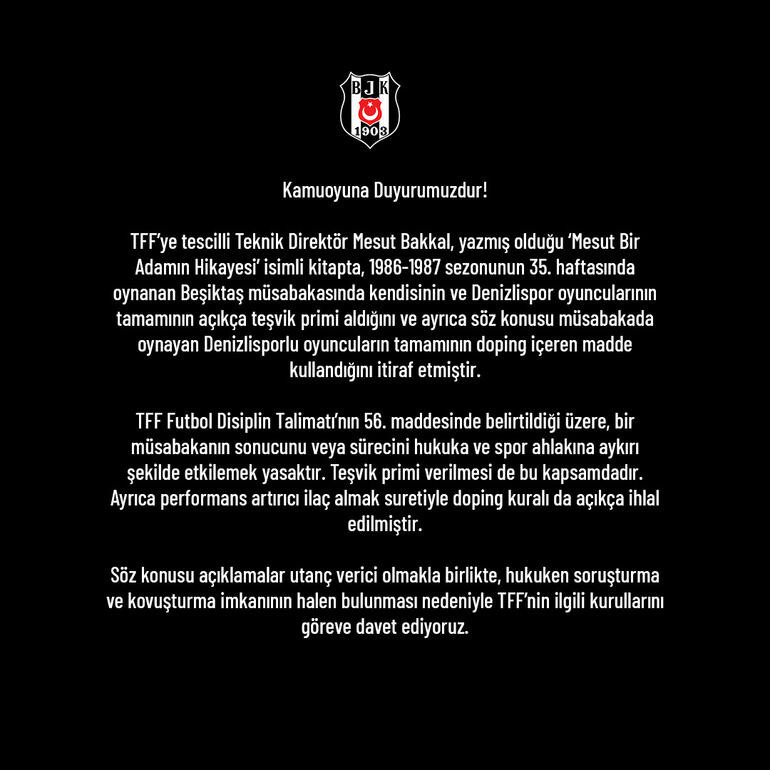 Beşiktaş'tan Mesut Bakkal çıkışı! 1986 - 1987 şampiyonluğunu ne olacak? - Resim : 1