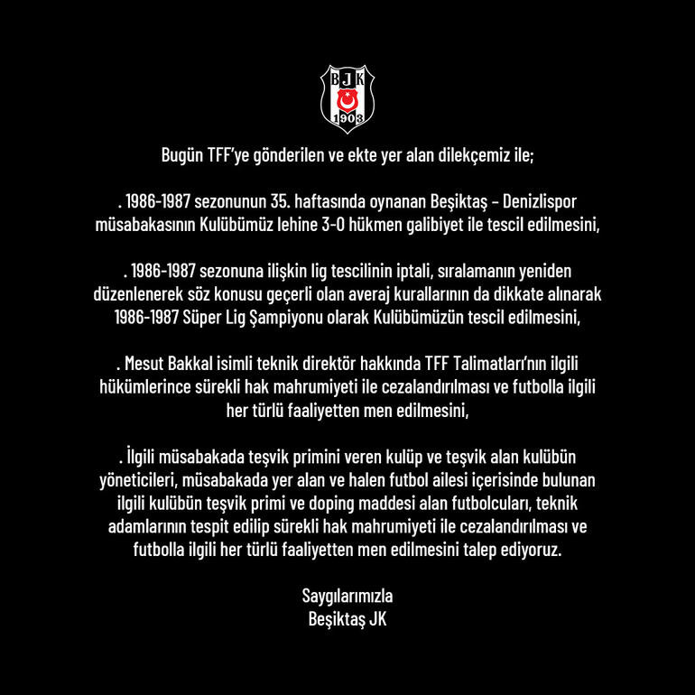 Beşiktaş'tan Mesut Bakkal çıkışı! 1986 - 1987 şampiyonluğunu ne olacak? - Resim : 2