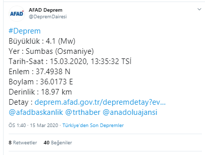 Osmaniye'de deprem! AFAD'dan açıklama - Resim : 1