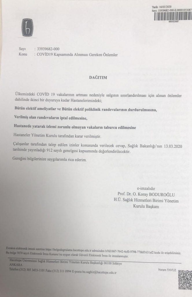 Hacettepe’de zorunlu olmayan tüm ameliyatlara durdurma kararı! - Resim : 1