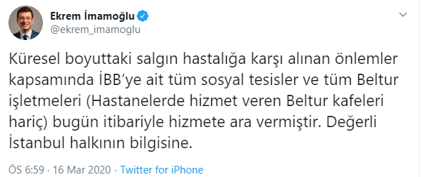 Ekrem İmamoğlu açıkladı: İBB'den koronavirüs önlemleri! - Resim : 1