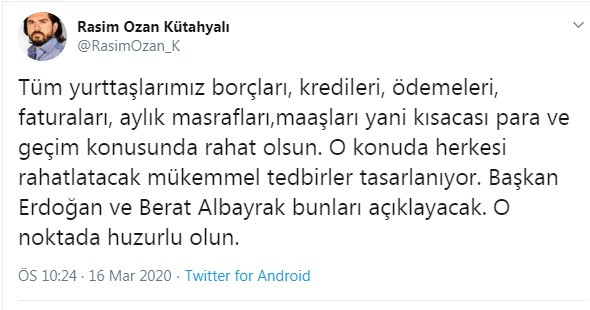Rasim Ozan Kütahyalı: Yurttaşlarımız rahat olsun, Erdoğan ve Berat Albayrak bunları açıklayacak - Resim : 1