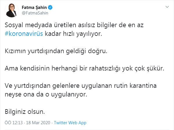 AKP'li Fatma Şahin'den yurt dışından gelen kızı hakkında açıklama - Resim : 1