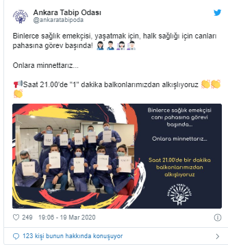 Koronavirüs günlerinde sağlık çalışanlarına destek çağrısı! 'Minnettarlığınızı belirtmek için...' - Resim : 1