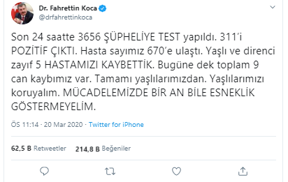 Sağlık Bakanı Fahrettin Koca: Bugüne dek toplam 9 can kaybımız var - Resim : 1