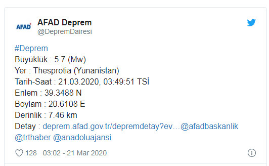 Yunanistan'da 5.7 büyüklüğünde deprem - Resim : 1