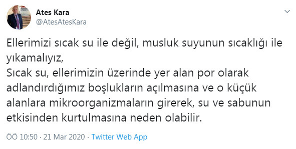 Bilim Kurulu üyesi Kara: Elinizi sıcak su ile yıkamayın - Resim : 1