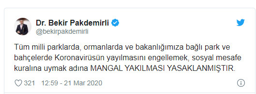 Koronavirüs ile mücadelede yeni adım: Piknik ve mangal yasaklandı - Resim : 1