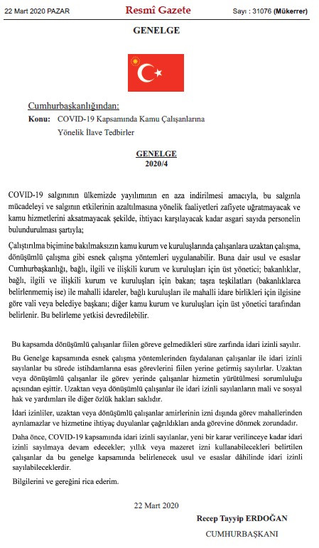 Resmi Gazete'de yayımlandı: Kamuda uzaktan çalışma kararı - Resim : 1