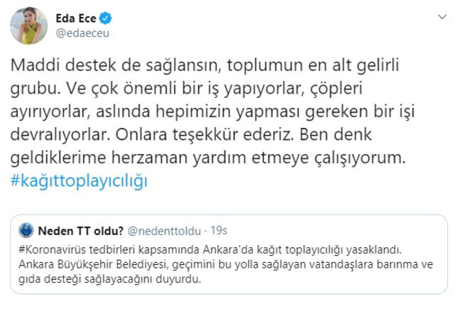 Eda Ece'den örnek hareket: Ben denk gelince... - Resim : 1