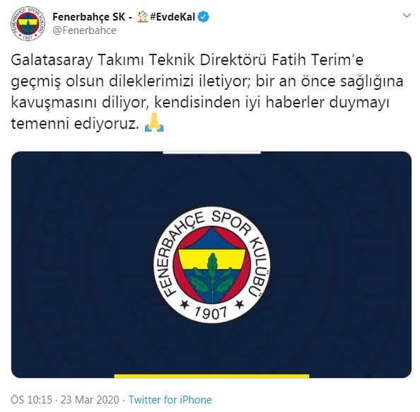 Fenerbahçe'den Fatih Terim açıklaması: Kendisinden iyi haberler duymayı temenni ediyoruz - Resim : 1