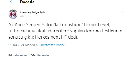 Sergen Yalçın ve Beşiktaşlı futbolcuların koronavürüs test sonucu belli oldu - Resim : 2