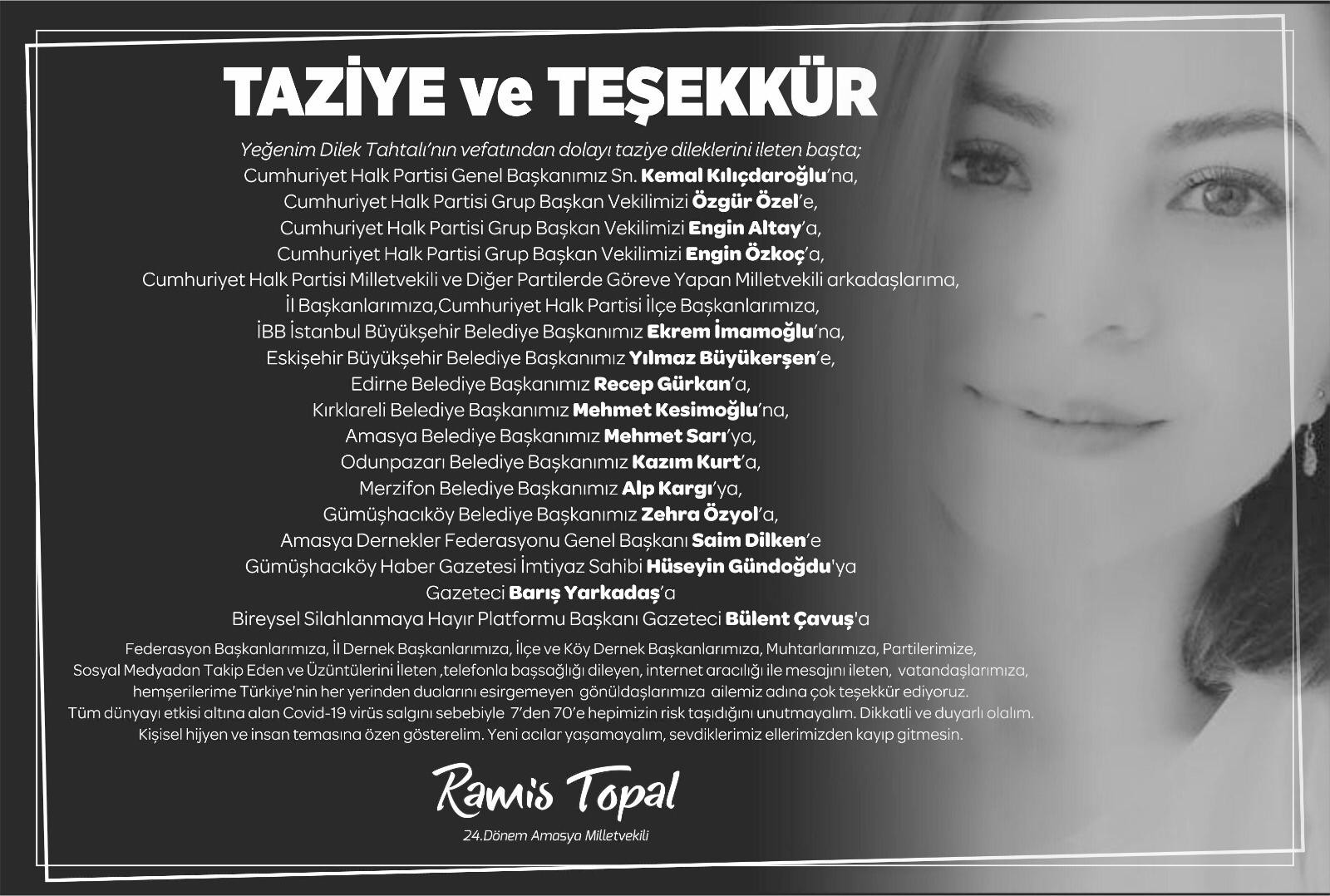 Ramis Topal'dan taziyede bulananlare teşekkür mesajı - Resim : 1