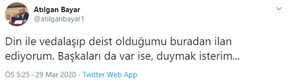 Ahmet Davutoğlu'nun eski danışmanı Atılgan Bayar: Deist oldum - Resim : 1