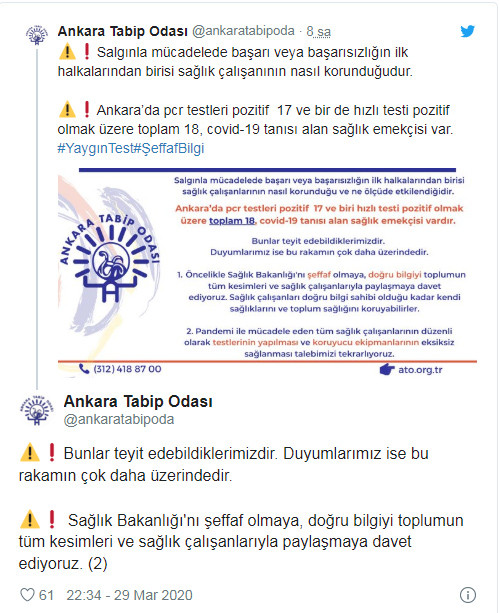 Ankara Tabip Odası’ndan 'pozitif vaka' açıklaması: Bunlar teyit edebildiklerimiz - Resim : 2