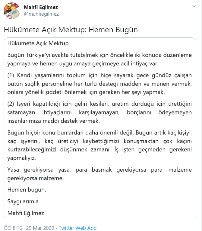 Mahfi Eğilmez'den hükümete açık mektup: Türkiye'yi ayakta tutabilmek için 2 konuda acil düzenleme gerekiyor - Resim : 1