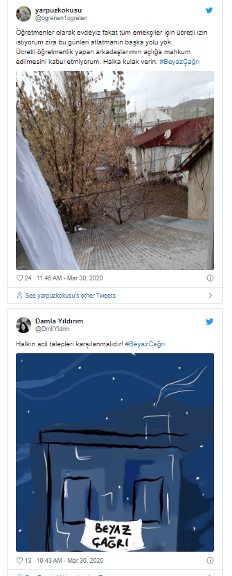 #BeyazÇağrı emekçiler için Türkiye'nin dört bir yanında karşılık buldu: Beyaz bezler balkonlarda - Resim : 3