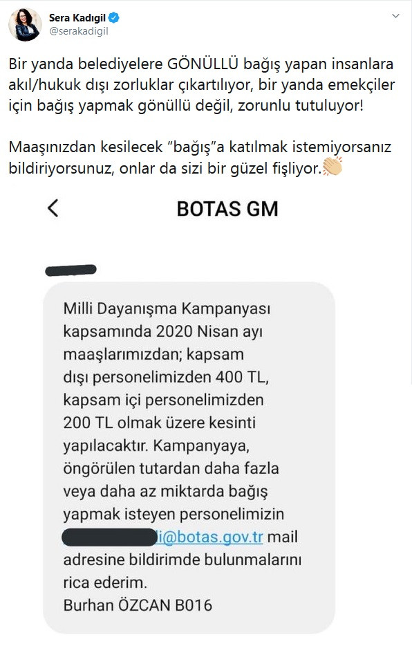 BOTAŞ'tan çalışanlarına skandal mesaj! Erdoğan'ın kampanyasına bağışı zorunlu tuttular - Resim : 1