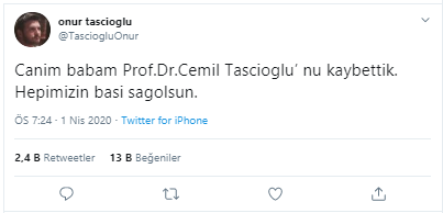 Prof. Dr. Cemil Taşçıoğlu koronavirüs nedeniyle yaşamını yitirdi - Resim : 1