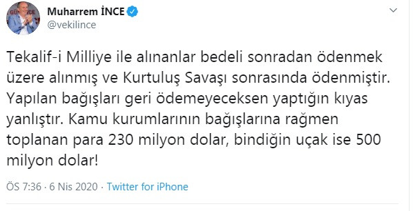 Muharrem İnce'den Erdoğan'a '500 milyon dolarlık' uçak hatırlatması! - Resim : 1