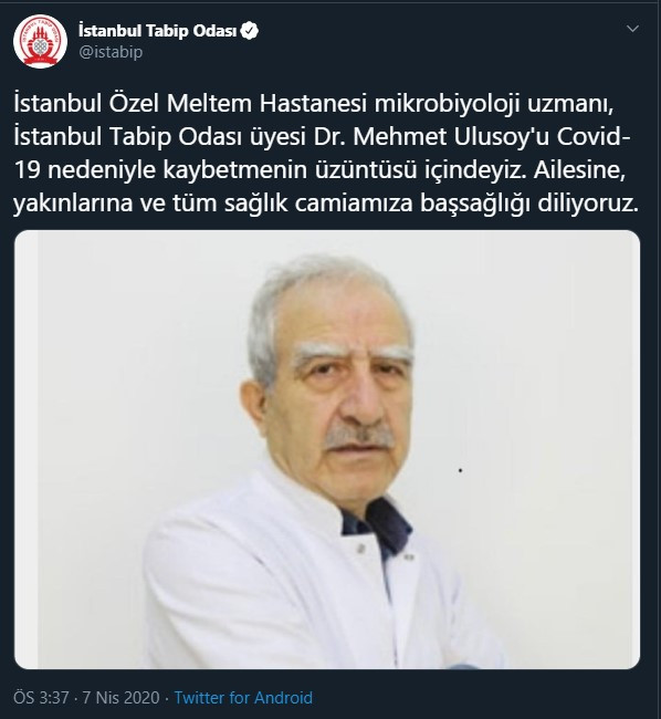 Doktor Mehmet Ulusoy koronavirüs nedeniyle hayatını kaybetti - Resim : 1