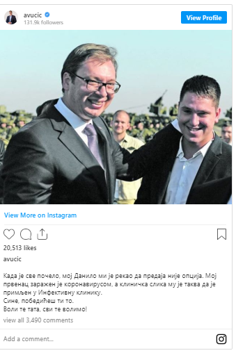 Sırbistan Cumhurbaşkanı Aleksandar Vucic'in oğlu koronavirüse yakalandı - Resim : 1