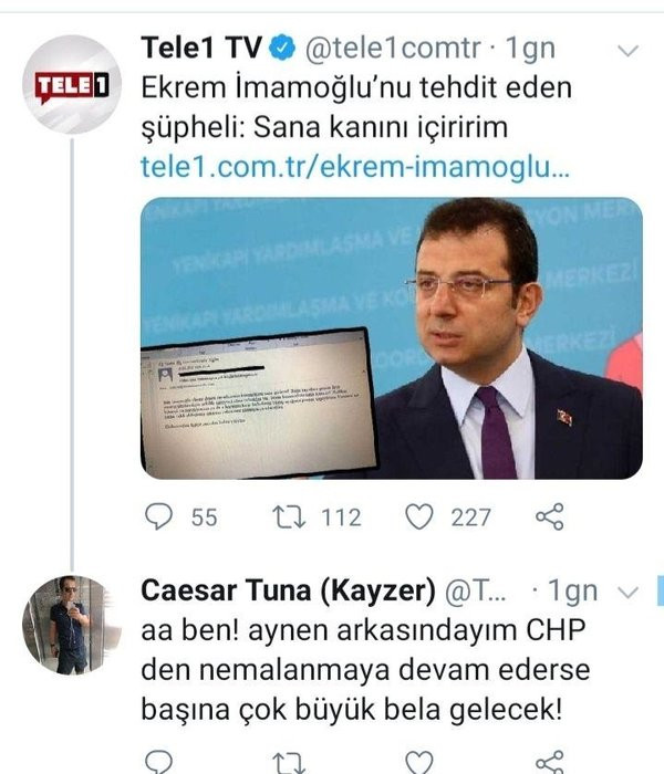 İmamoğlu'nu tehdit eden Görgünoğlu, Twitter'da 'Aranan kişi benim' diye yazmış! - Resim : 2