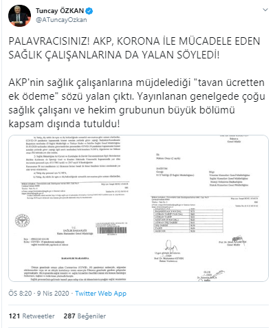 'AKP korona ile mücadele eden sağlık çalışanlarına da yalan söyledi' - Resim : 1
