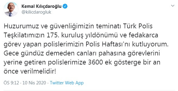 Kılıçdaroğlu: Polislerimize 3600 ek gösterge bir an önce verilmeli - Resim : 1