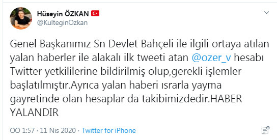 'Bahçeli öldü' iddiası için MHP'den ilk açıklama - Resim : 1